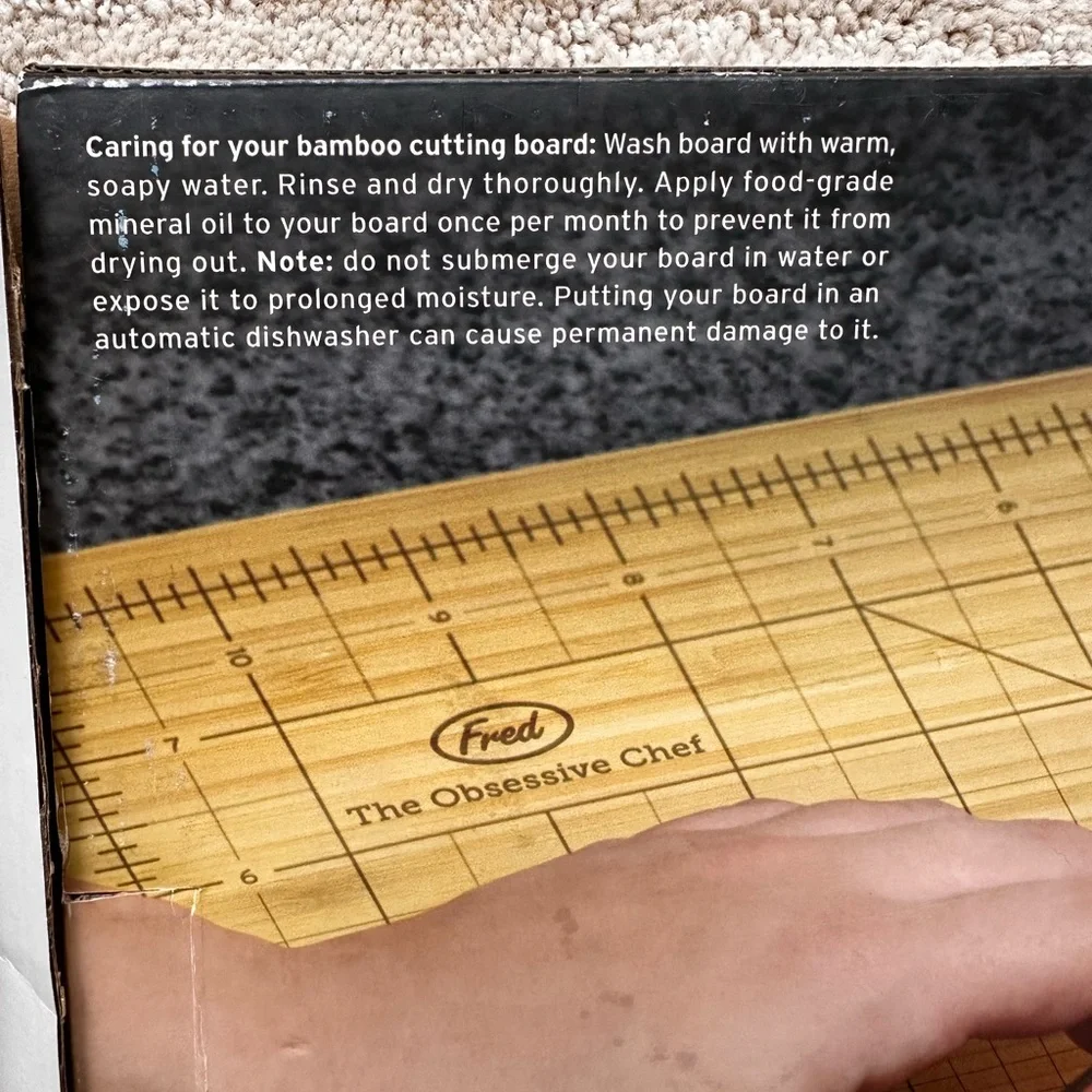 Fred OBSESSIVE CHEF Cutting Board Bamboo Cutting Board 9” x 12”